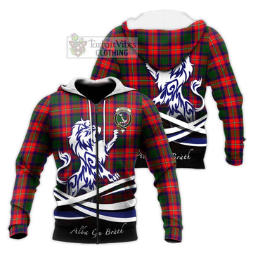Hopkirk Tartan Knitted Hoodie with Alba Gu Brath Regal Lion Emblem Unisex Knitted Zip Hoodie - Tartan Vibes Clothing