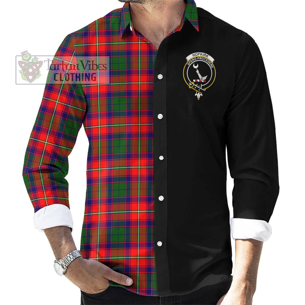Hopkirk Tartan Long Sleeve Button Shirt with Family Crest and Half Of Me Style - Tartanvibesclothing Shop