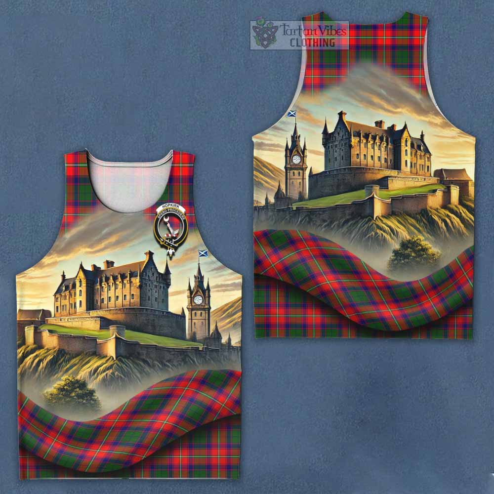 Hopkirk Tartan Family Crest Men's Tank Top with Scottish Ancient Castle Style - Tartan Vibes Clothing
