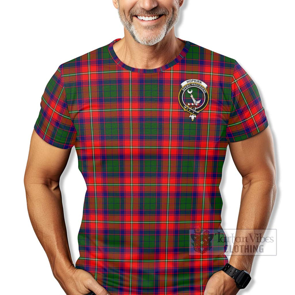 Hopkirk Tartan T-Shirt with Family Crest Celtic Skull Style - Tartan Vibes Clothing