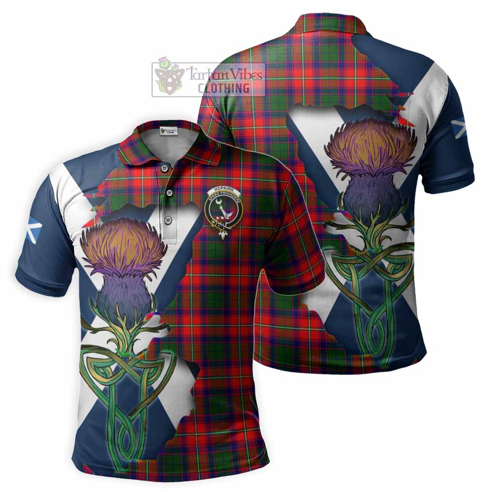 Hopkirk Tartan Family Crest Polo Shirt Scottish Thistle Celtic Inspired - Tartan Vibes Clothing