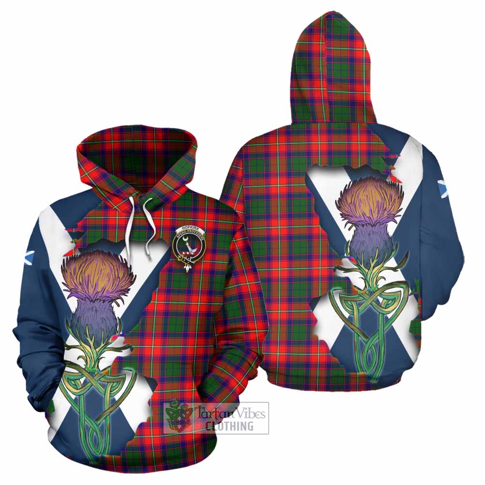 Hopkirk Tartan Family Crest Hoodie Scottish Thistle Celtic Inspired - Tartan Vibes Clothing