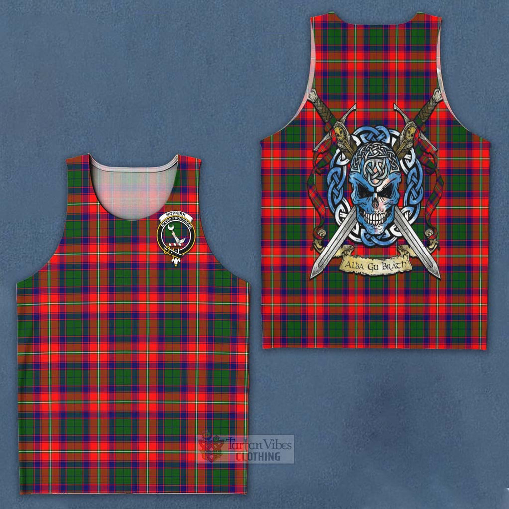 Hopkirk Tartan Men's Tank Top with Family Crest Celtic Skull Style - Tartan Vibes Clothing