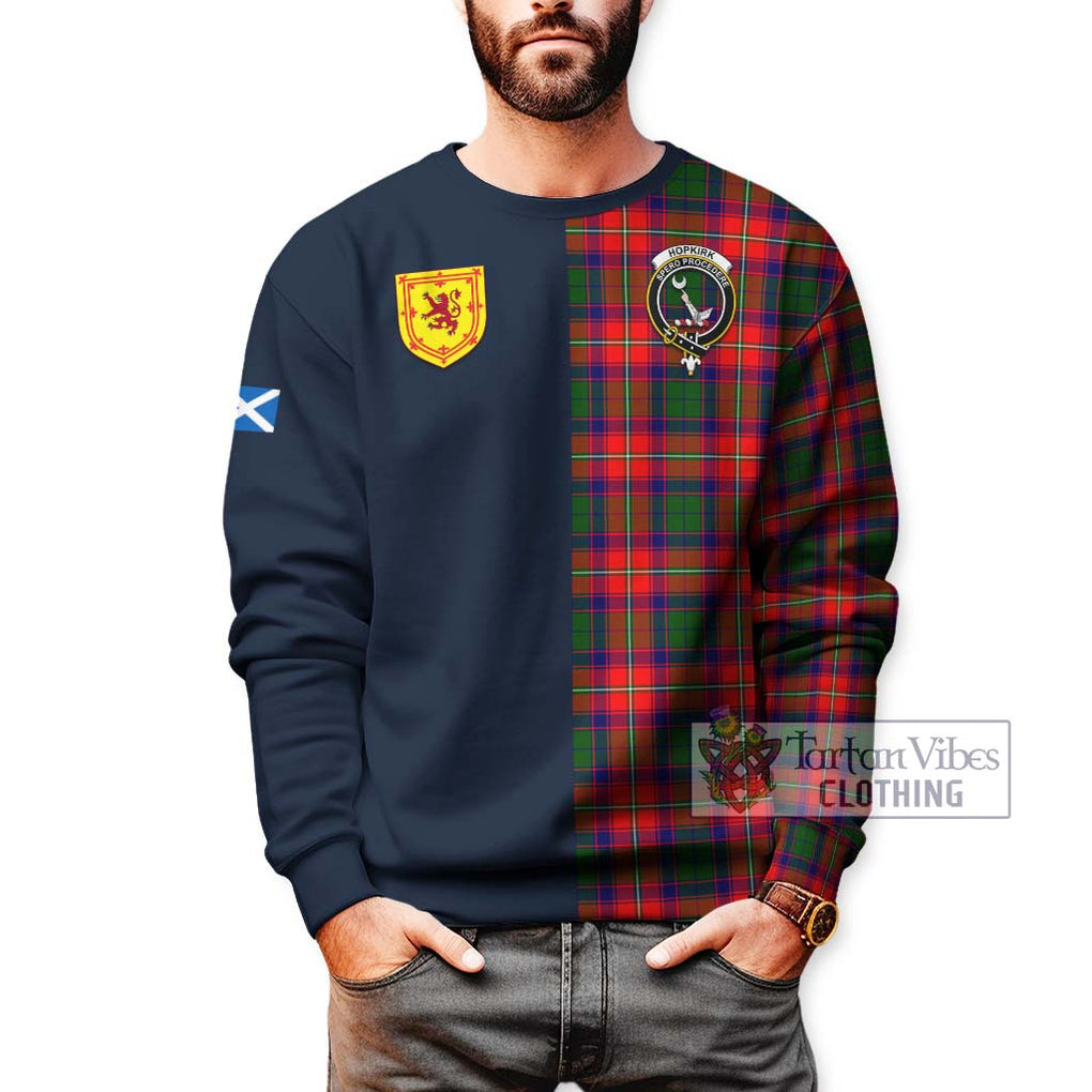 Hopkirk Tartan Sweatshirt Alba with Scottish Lion Royal Arm Half Style - Tartan Vibes Clothing