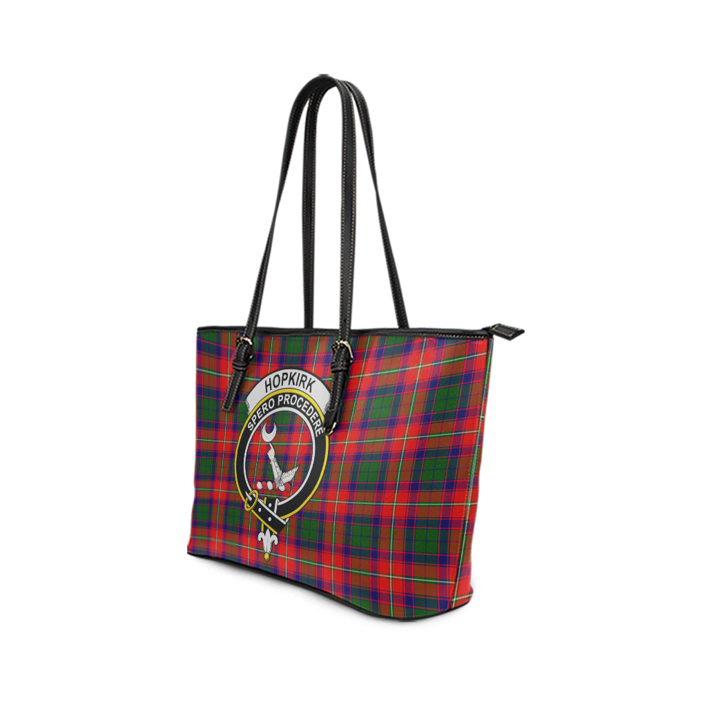 Hopkirk Tartan Leather Tote Bag with Family Crest - Tartan Vibes Clothing