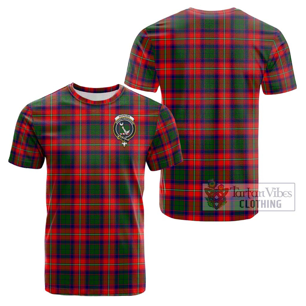 Hopkirk Tartan Cotton T-Shirt with Family Crest - Tartan Vibes Clothing