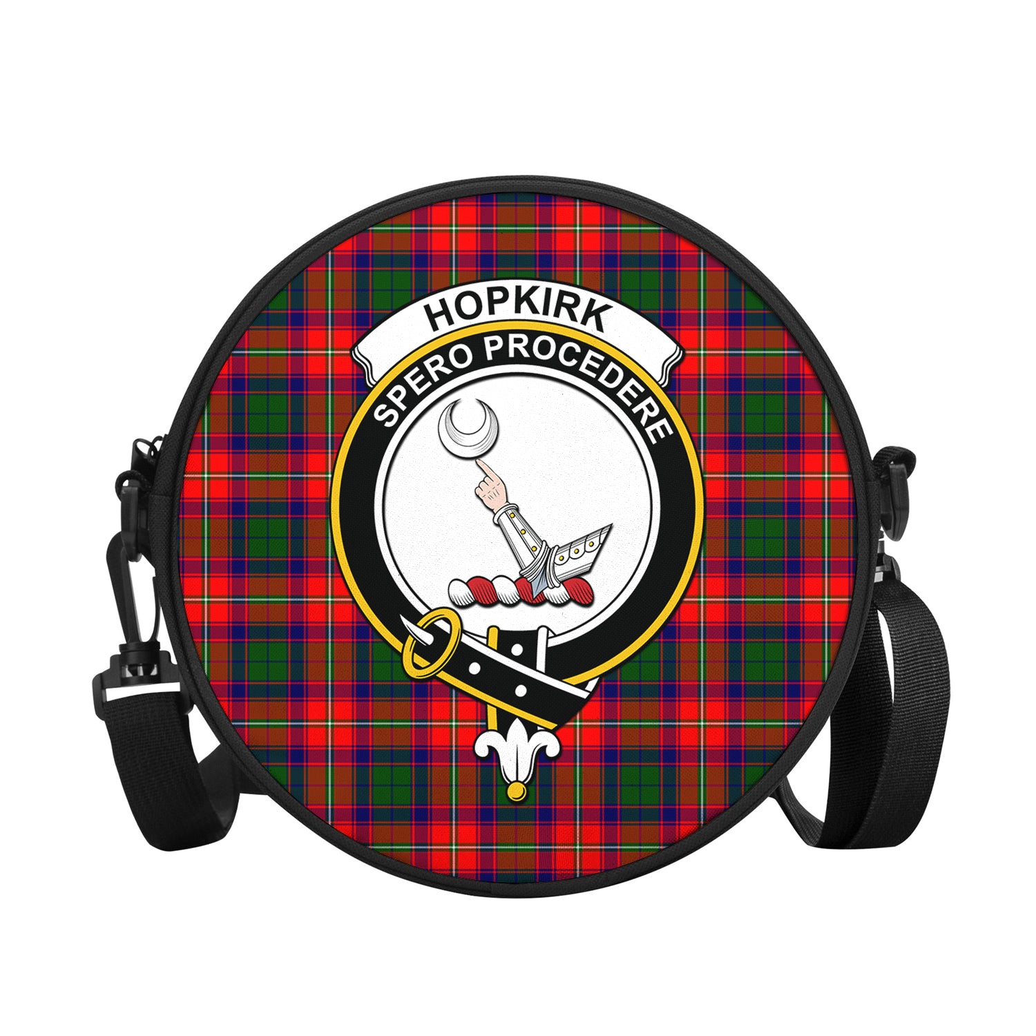 Hopkirk Tartan Round Satchel Bags with Family Crest - Tartan Vibes Clothing