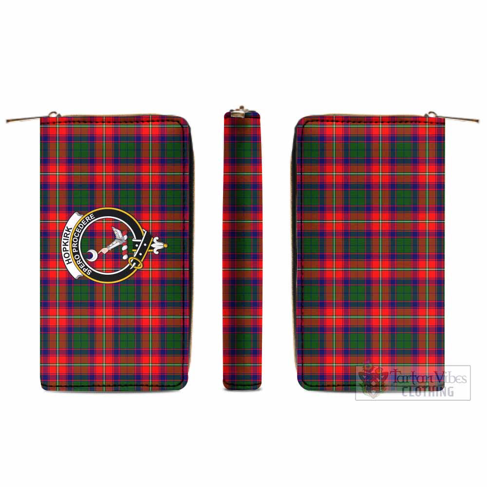 Hopkirk Tartan Women's Leather Wallet with Family Crest - Tartan Vibes Clothing