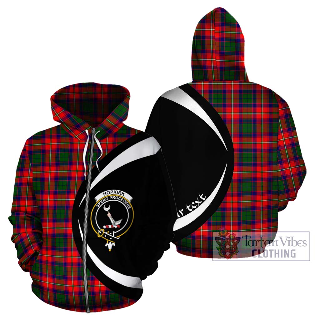 Hopkirk Tartan Hoodie with Family Crest Circle Style - Tartan Vibes Clothing