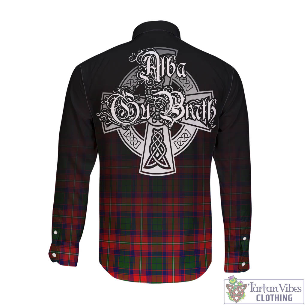 Hopkirk Tartan Long Sleeve Button Up Featuring Alba Gu Brath Family Crest Celtic Inspired - Tartan Vibes Clothing