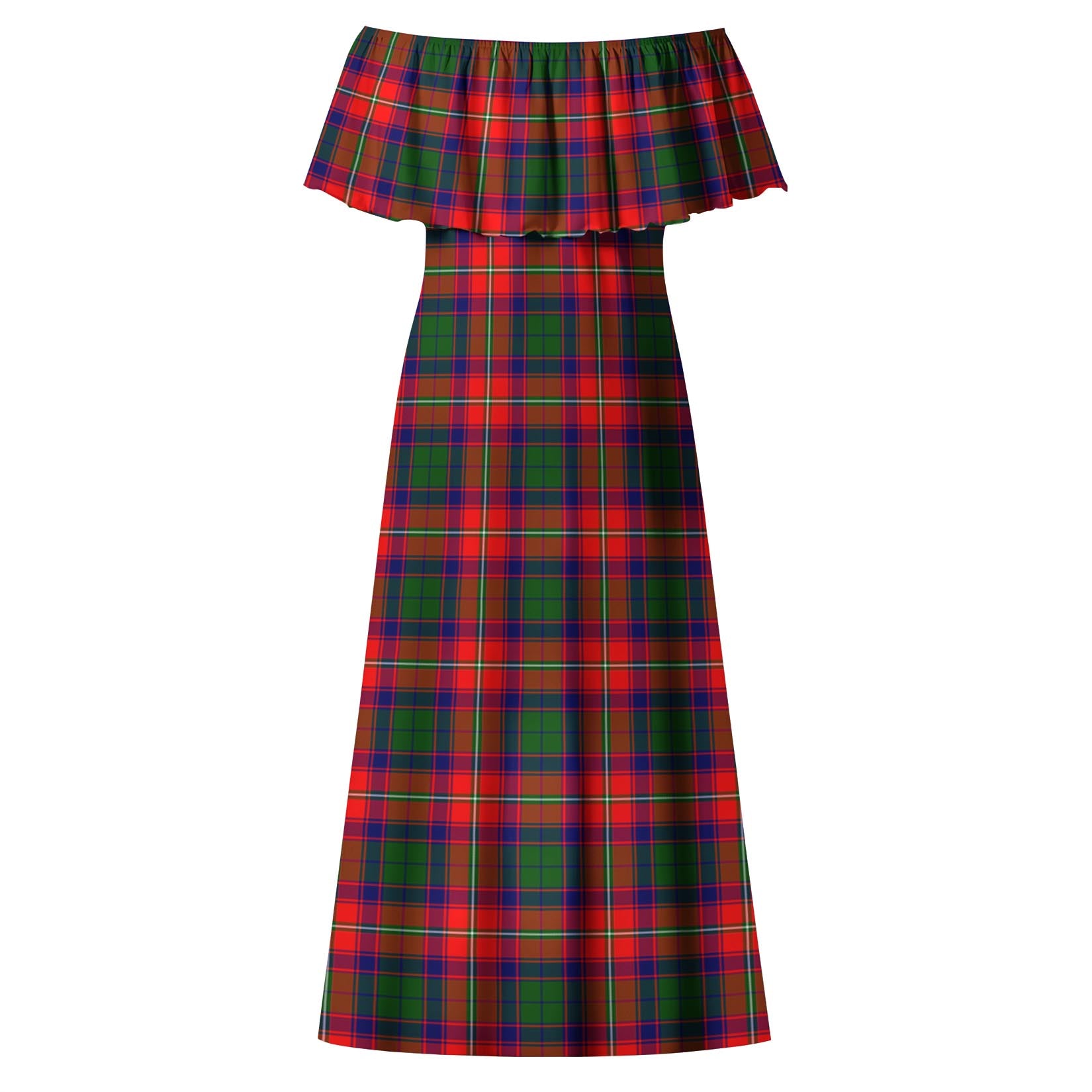 Hopkirk Tartan Off Shoulder Long Dress - Tartan Vibes Clothing