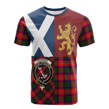 Hopkirk Crest Tartan Cotton T-shirt with Lion Rampant Saltire Style