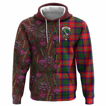 Hopkirk Family Crest Tartan Hoodie Scottish Thistle Flower Pattern Half Style - Tartan Vibes Clothing
