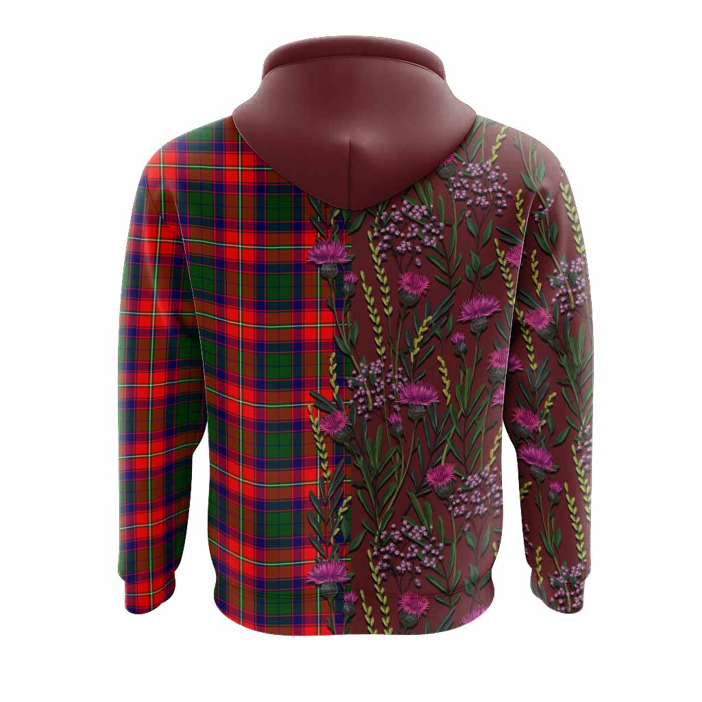 Hopkirk Family Crest Tartan Hoodie Scottish Thistle Flower Pattern Half Style - Tartan Vibes Clothing