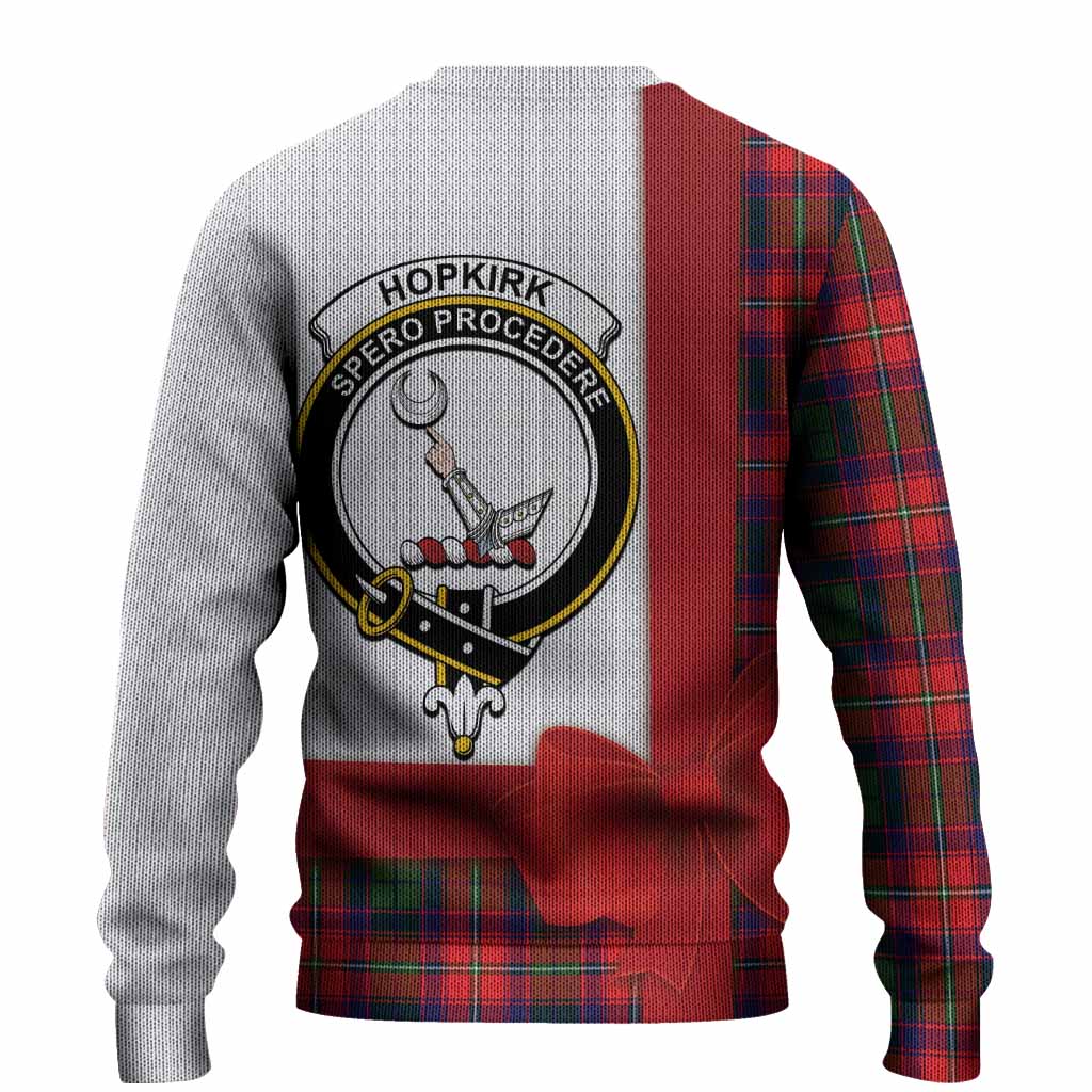 Hopkirk Tartan Crest Christmas Christmas Ugly Sweater Highland Cow Bagpipes Coquette Bow Style