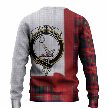 Hopkirk Tartan Crest Christmas Christmas Ugly Sweater Highland Cow Bagpipes Coquette Bow Style
