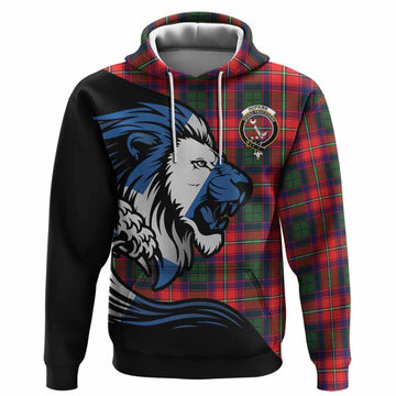 Hopkirk Tartan Crest Hoodie Scottish Golden Lions Wave Flow