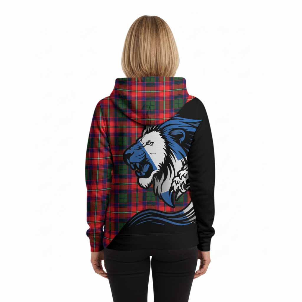 Hopkirk Tartan Crest Hoodie Scottish Golden Lions Wave Flow