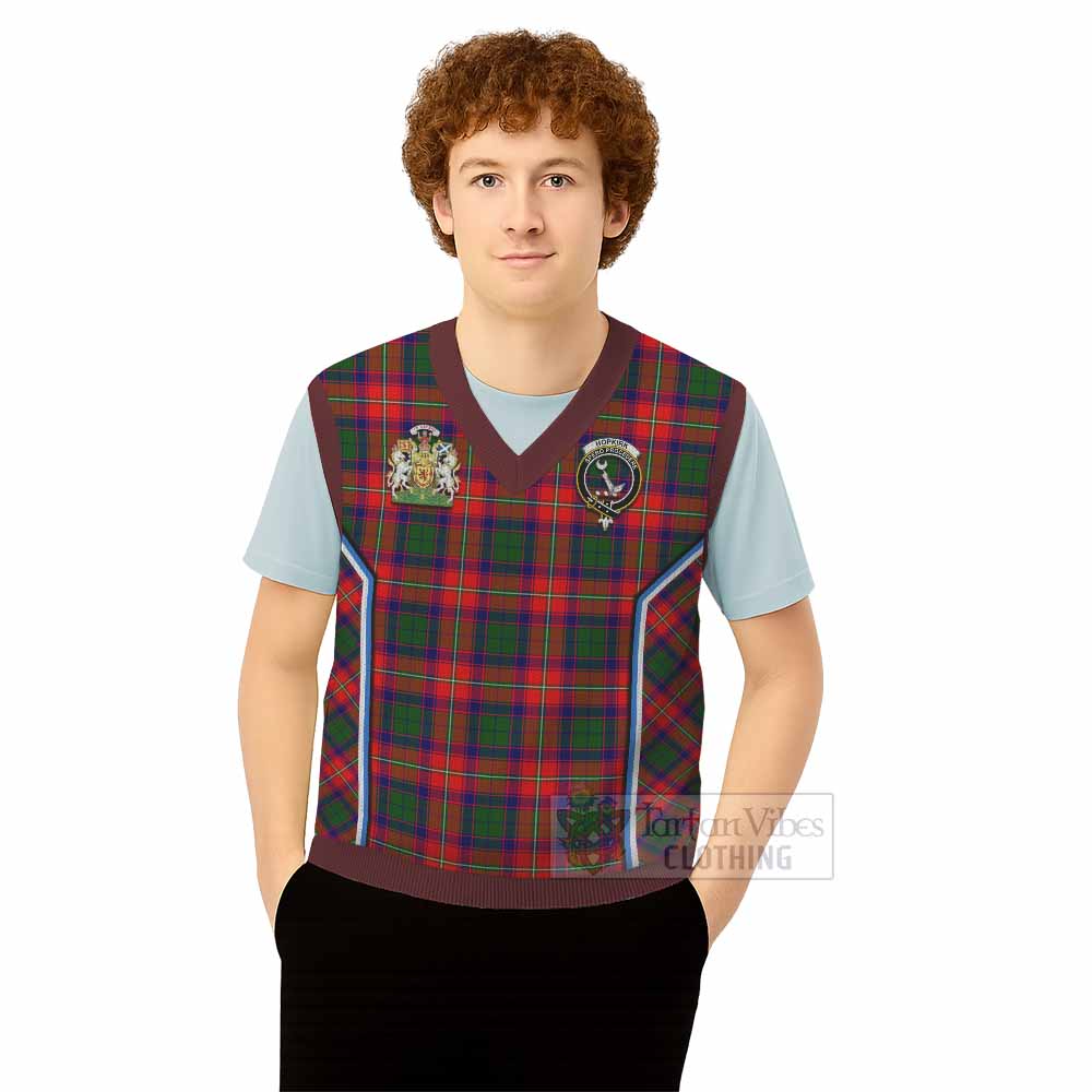 Hopkirk Tartan Crest Knitted V-Neck Vest Scotland Coat of Arm Flag Style - Tartan Vibes Clothing