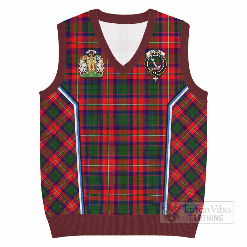 Hopkirk Tartan Crest Knitted V-Neck Vest Scotland Coat of Arm Flag Style - Tartan Vibes Clothing