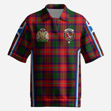 Hopkirk Tartan Crest Men’s Polo Sweater Top Scotland Coat of Arm Flag Style