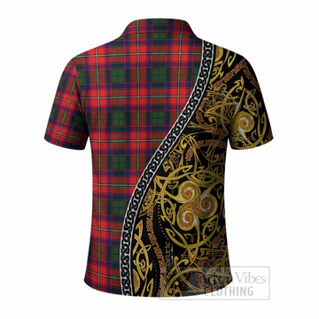 Hopkirk Tartan Crest Polo Shirt Celtic Knot and Triple Trickle Spiral Symbols