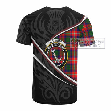 Hopkirk Tartan Family Crest Cotton T-shirt Celtic Scottish Thistle Floral - Tartan Vibes Clothing