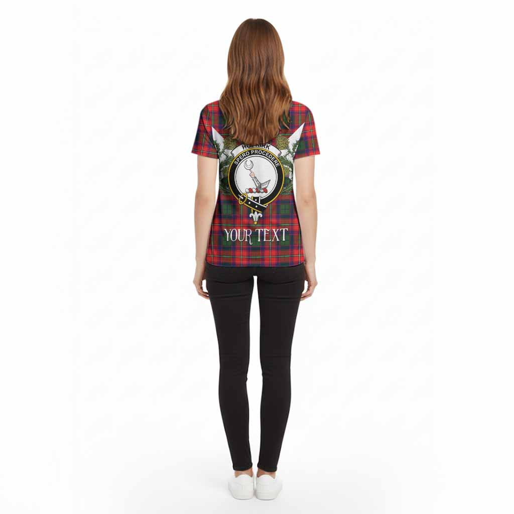 Hopkirk Tartan Family Crest Cotton T-shirt Scottish Burns Night Thistle Floral