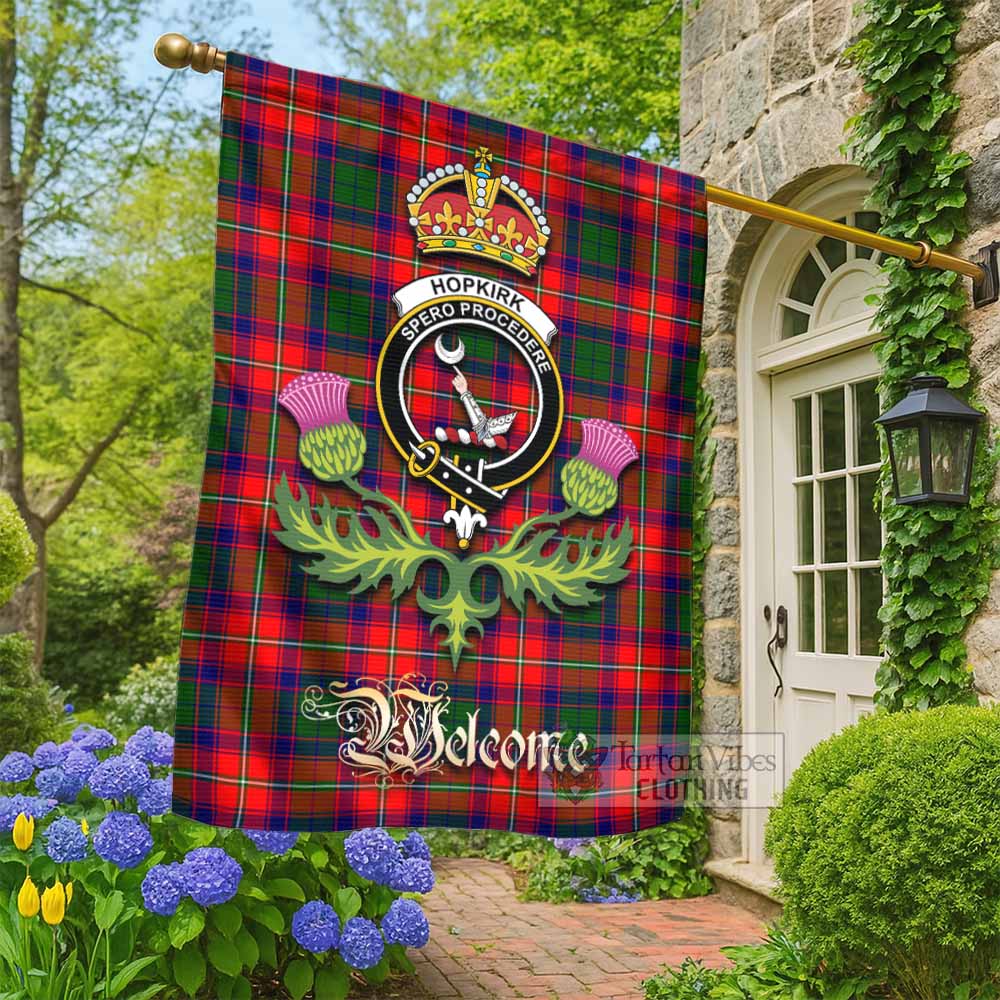 Hopkirk Tartan Family Crest Garden Flag Royal Thistle Welcome Style - Tartan Vibes Clothing