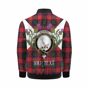 Hopkirk Tartan Family Crest Kid Bomber Jacket Scottish Burns Night Thistle Floral