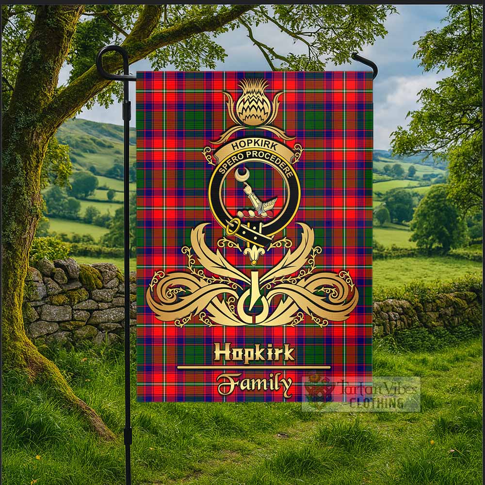 Hopkirk Tartan Garden Flag with Highland Thistle Cherish Family Crest Style - Tartan Vibes Clothing