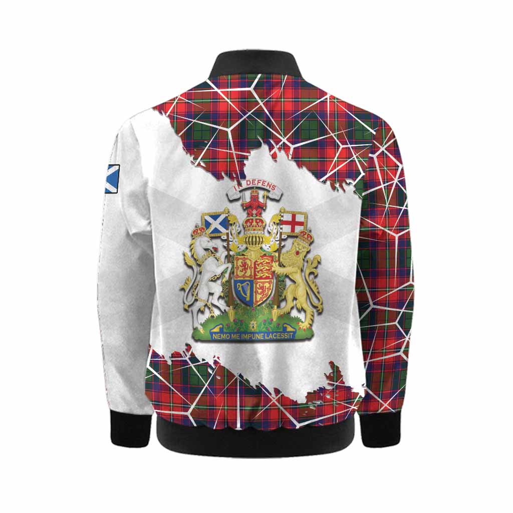 Hopkirk Tartan Kid Bomber Jacket with Family Crest and Lion Rampant Grunge Style