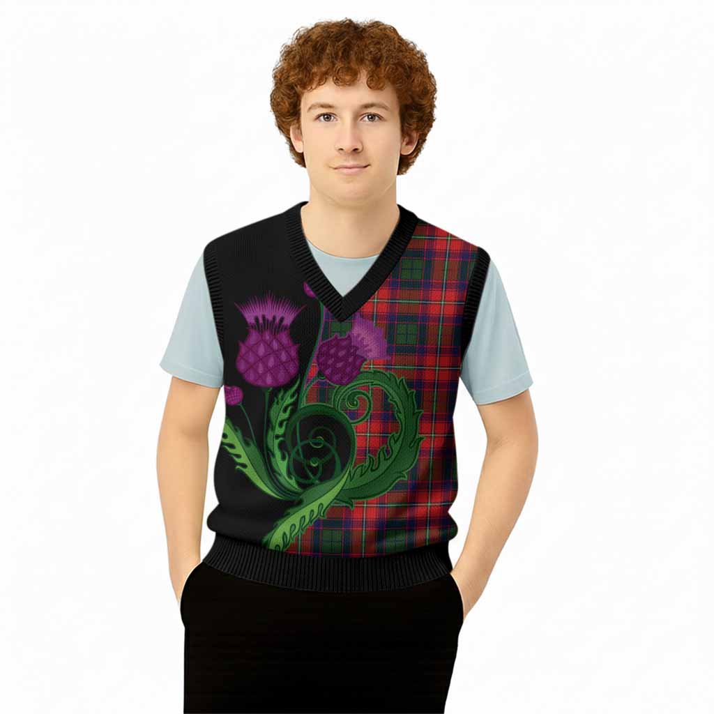 Hopkirk Tartan Knitted V-Neck Vest Traditional Scottish Thistle