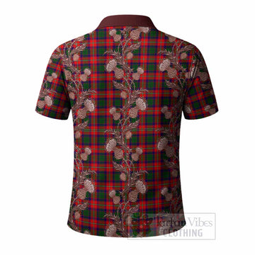 Hopkirk Tartan Polo Shirt Seamless Scottish Thistle Flowers