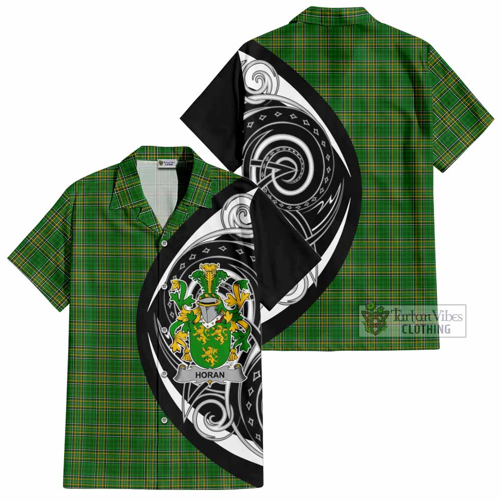 Tartan Vibes Clothing Horan Irish Clan Short Sleeve Button Shirt Celtic Circle Style