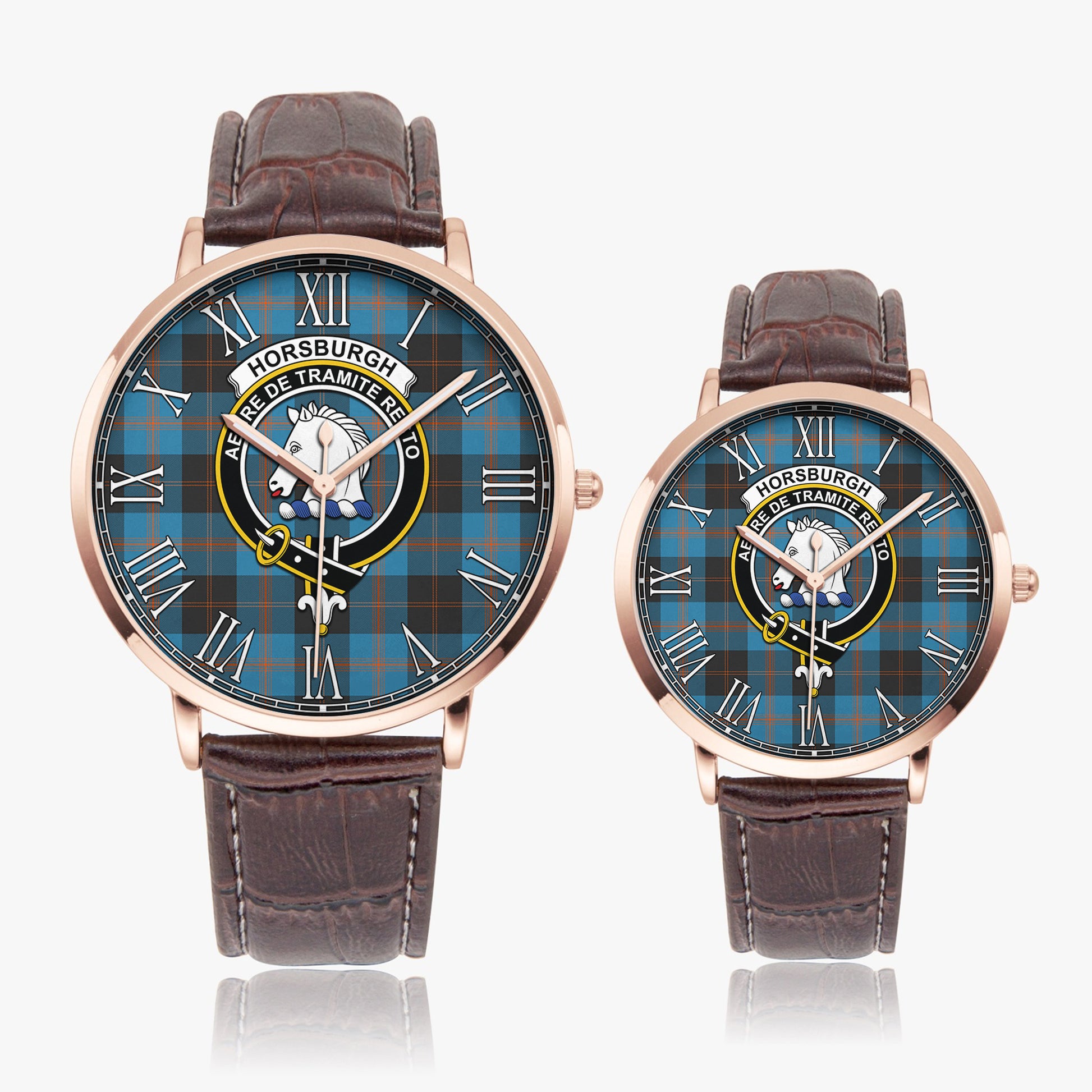 Horsburgh Tartan Family Crest Leather Strap Quartz Watch - Tartan Vibes Clothing