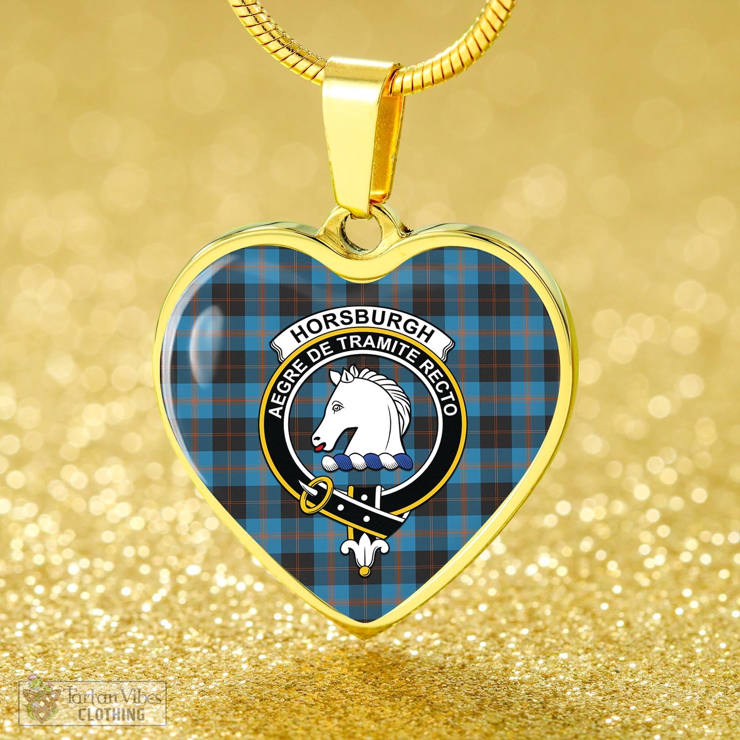 Horsburgh Tartan Heart Necklace with Family Crest - Tartan Vibes Clothing