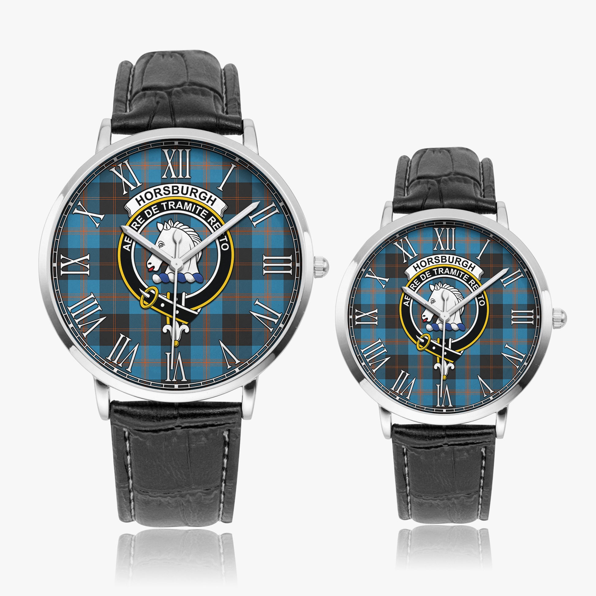 Horsburgh Tartan Family Crest Leather Strap Quartz Watch - Tartan Vibes Clothing