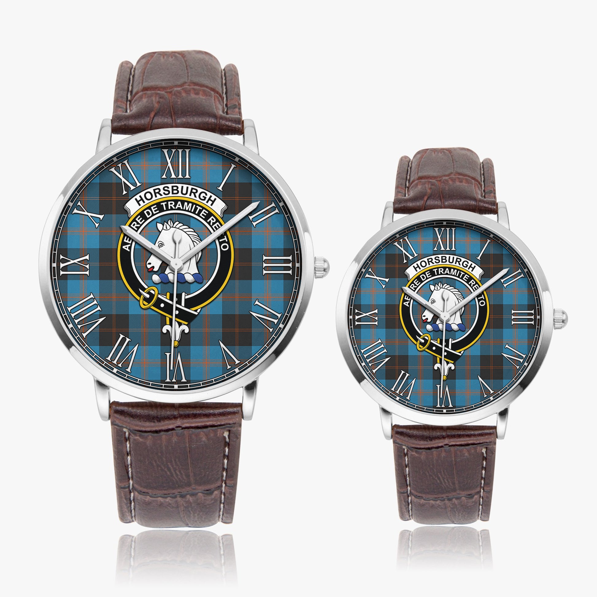 Horsburgh Tartan Family Crest Leather Strap Quartz Watch - Tartan Vibes Clothing