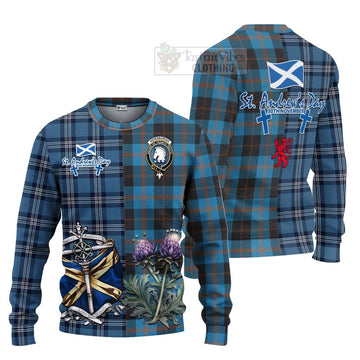 Horsburgh Tartan Knitted Sweater Happy St. Andrew's Day Half Tartan Style Unisex - Tartan Vibes Clothing