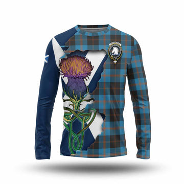 Tartan Vibes Clothing Horsburgh Tartan Family Crest Long Sleeve T-Shirt Scottish Thistle Celtic Inspired