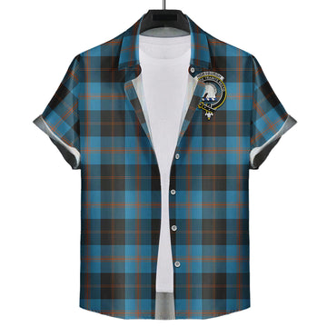 Horsburgh Tartan Short Sleeve Button Down Shirt with Family Crest