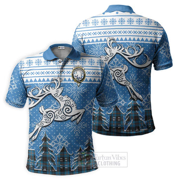 Tartan Vibes Clothing Horsburgh Clan Christmas Polo Shirt Celtic Reindeer Style