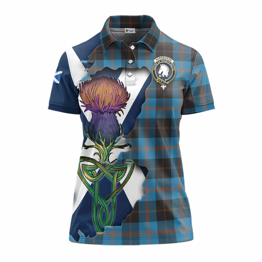 Tartan Vibes Clothing Horsburgh Tartan Family Crest Women's Polo Shirt Scottish Thistle Celtic Inspired