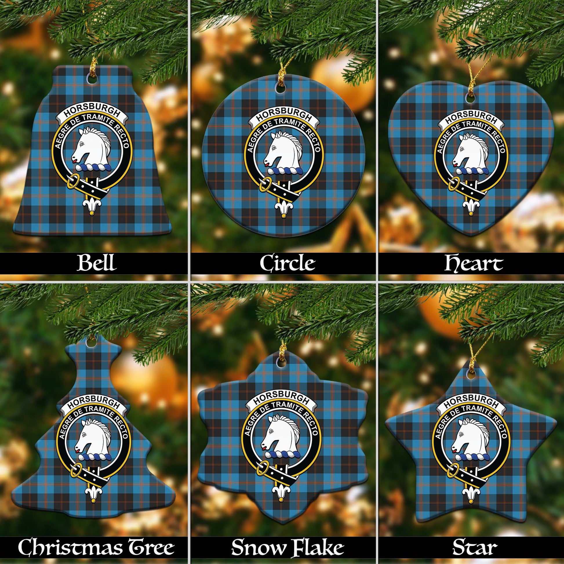 Horsburgh Tartan Christmas Ceramic Ornaments with Family Crest Ceramic - Tartan Vibes Clothing