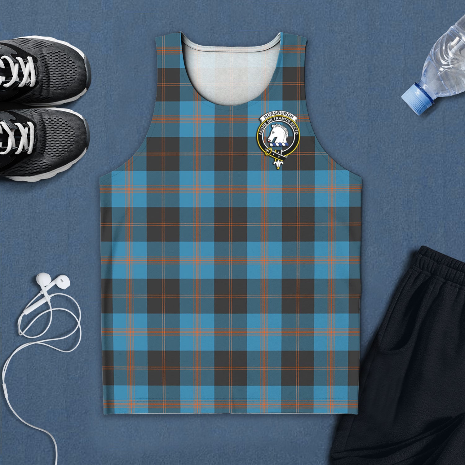 Horsburgh Tartan Mens Tank Top with Family Crest 5XL - Tartan Vibes Clothing