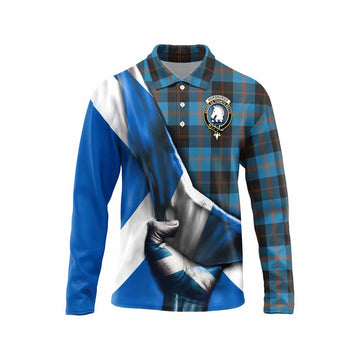 Horsburgh Tartan Long Sleeve Polo Shirt with Family Crest Scotland Patriotic Style Unisex - Tartan Vibes Clothing