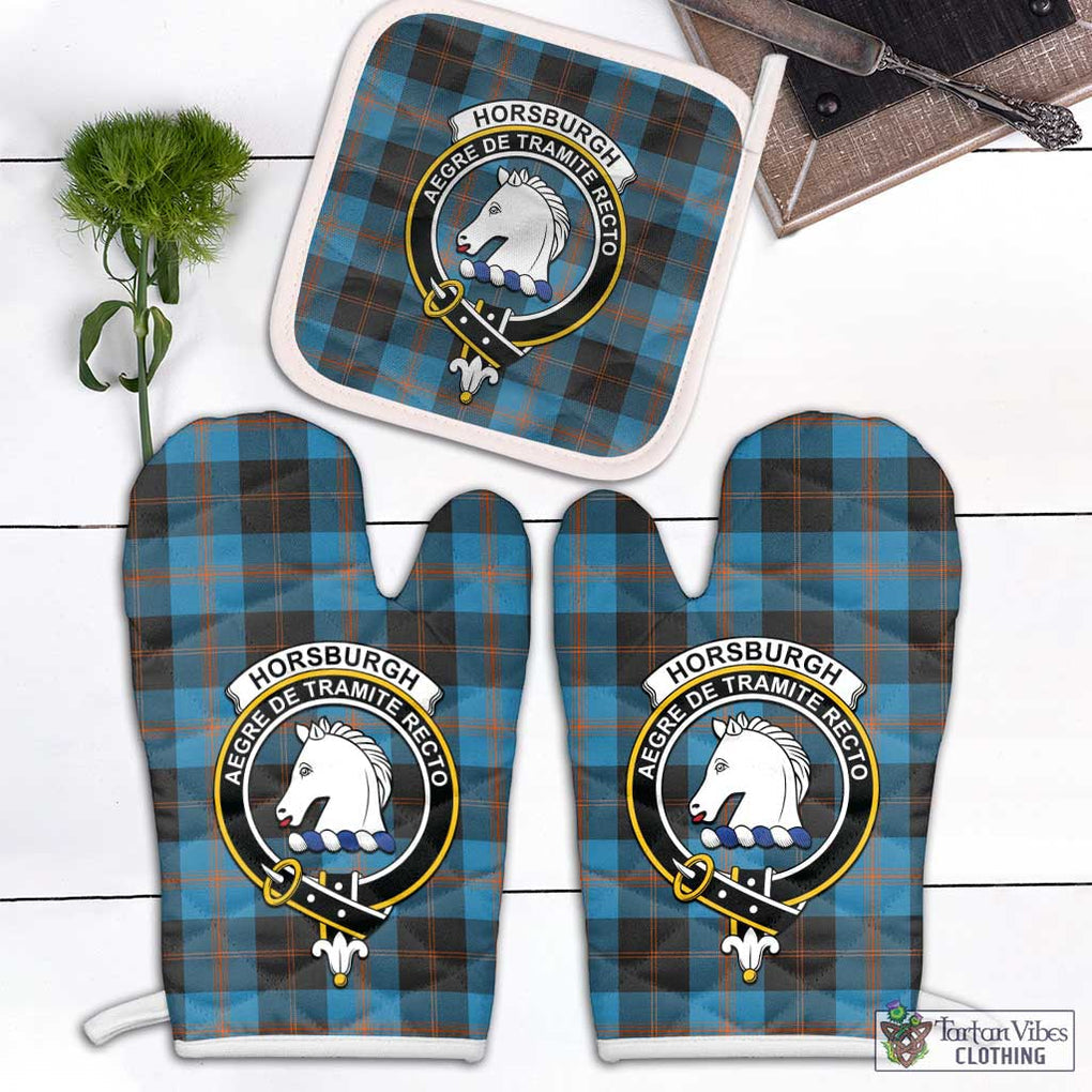 Horsburgh Tartan Combo Oven Mitt & Pot-Holder with Family Crest White - Tartan Vibes Clothing