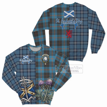 Horsburgh Tartan Sweatshirt Happy St. Andrew's Day Half Tartan Style Unisex - Tartan Vibes Clothing