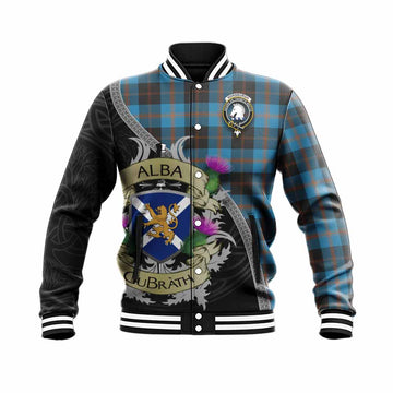 Horsburgh Tartan Family Crest Baseball Jacket Lion Rampant Royal Thistle Shield Celtic Inspired Unisex - Tartan Vibes Clothing